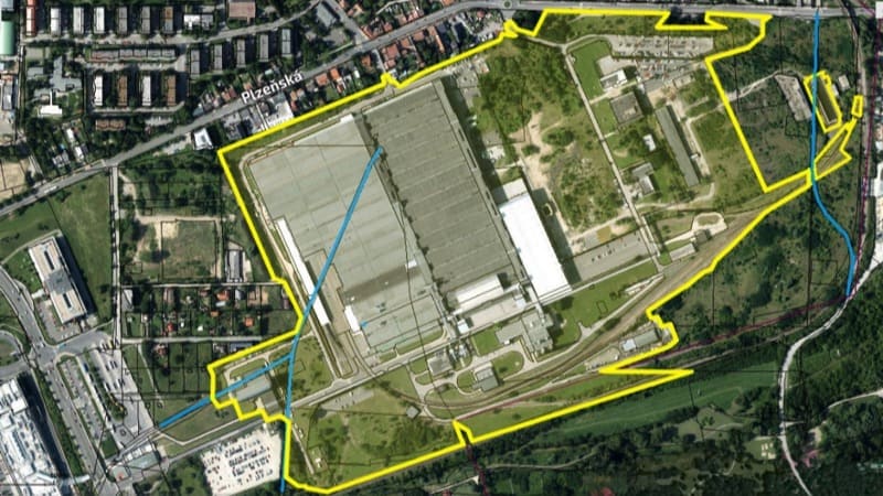 Plánek areálu po bývalé továrně Siemens na Zličíně.