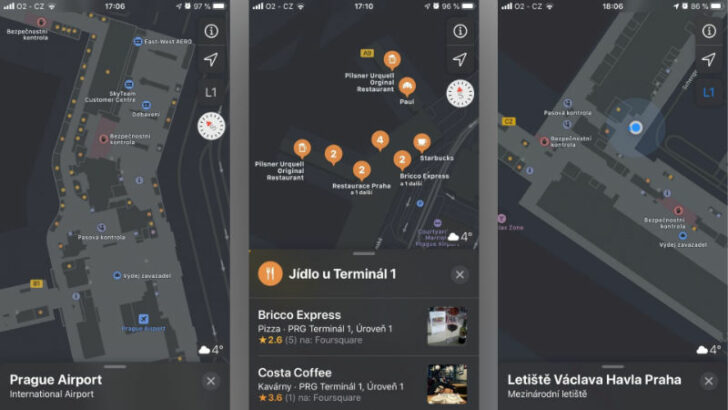 Interiérová mapa pražského letiště je nyní k dispozici v Apple Maps