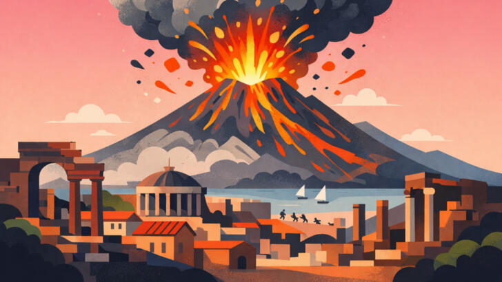 Sopečná erupce ohrožující starověké město